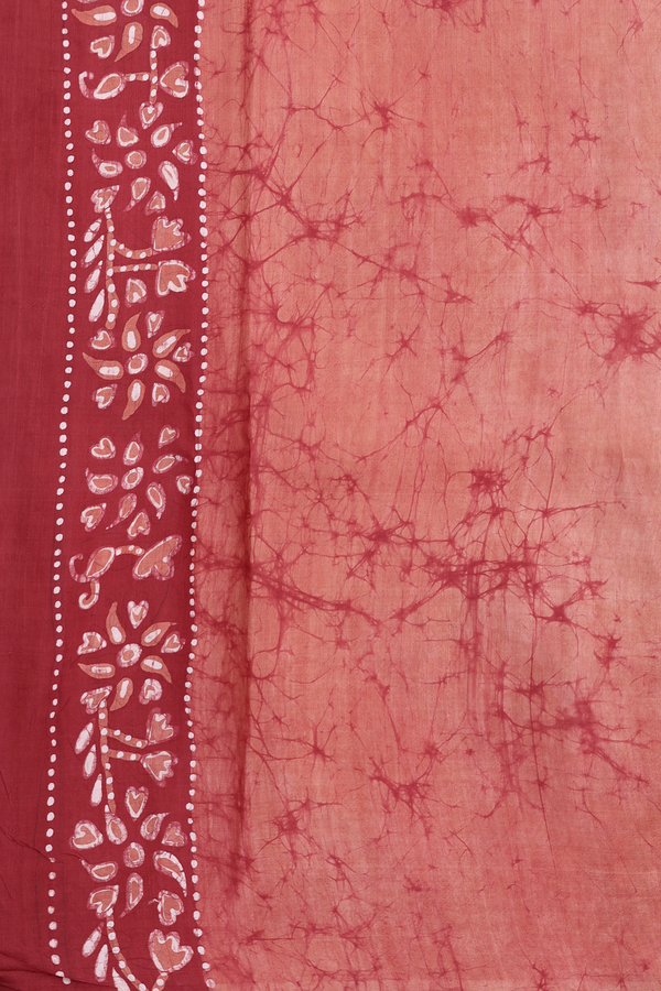 Printed Silk Saree In Crimson Red With Stripes Design