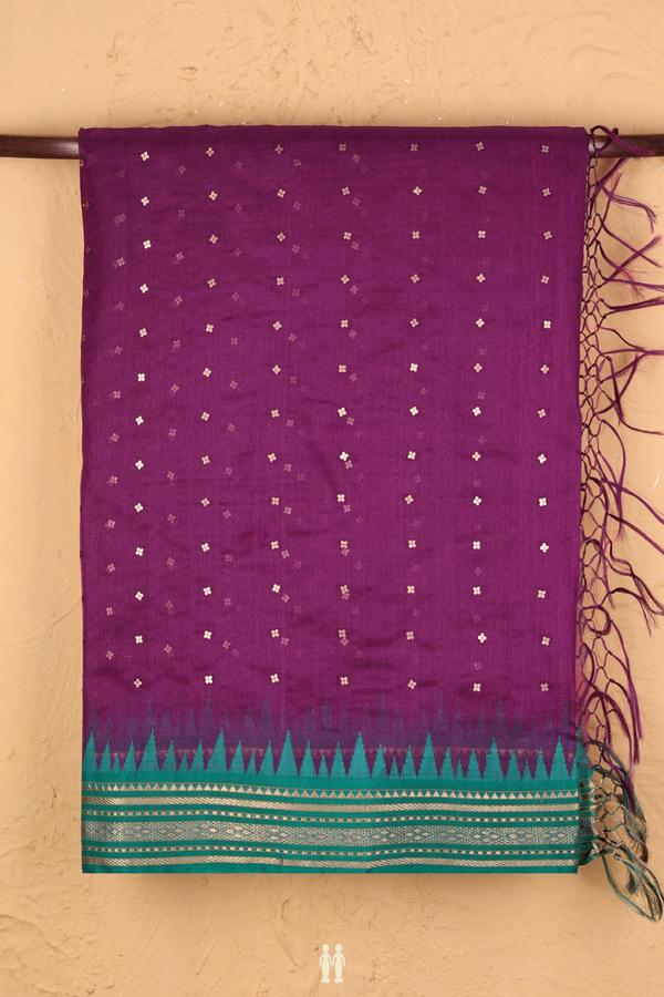 Bailu Silk Saree In Grape Purple With Chamki Work