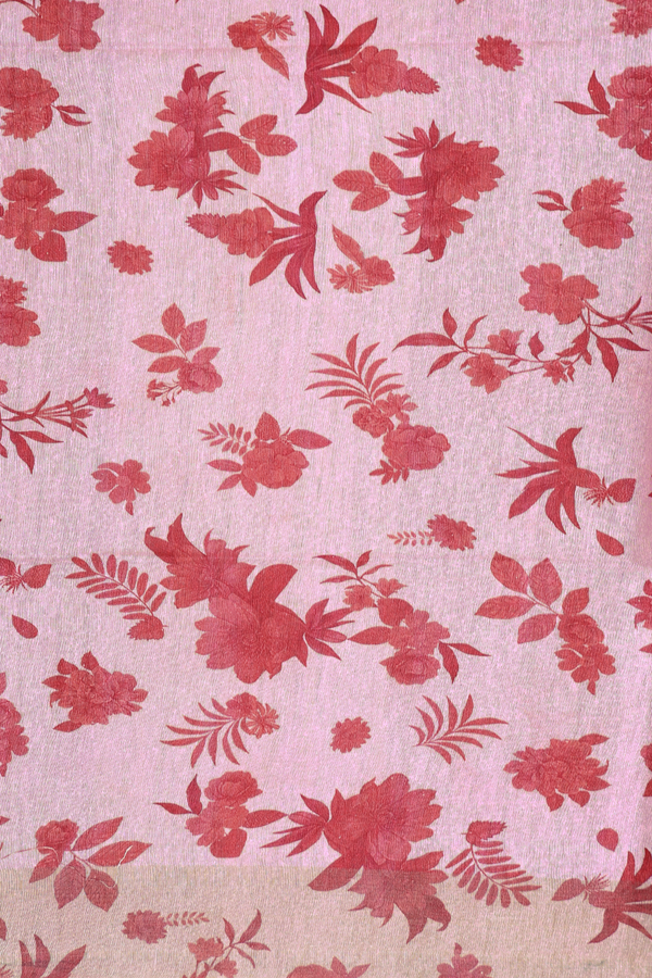 Tussar Silk Saree In Dusty Pink With Floral Design