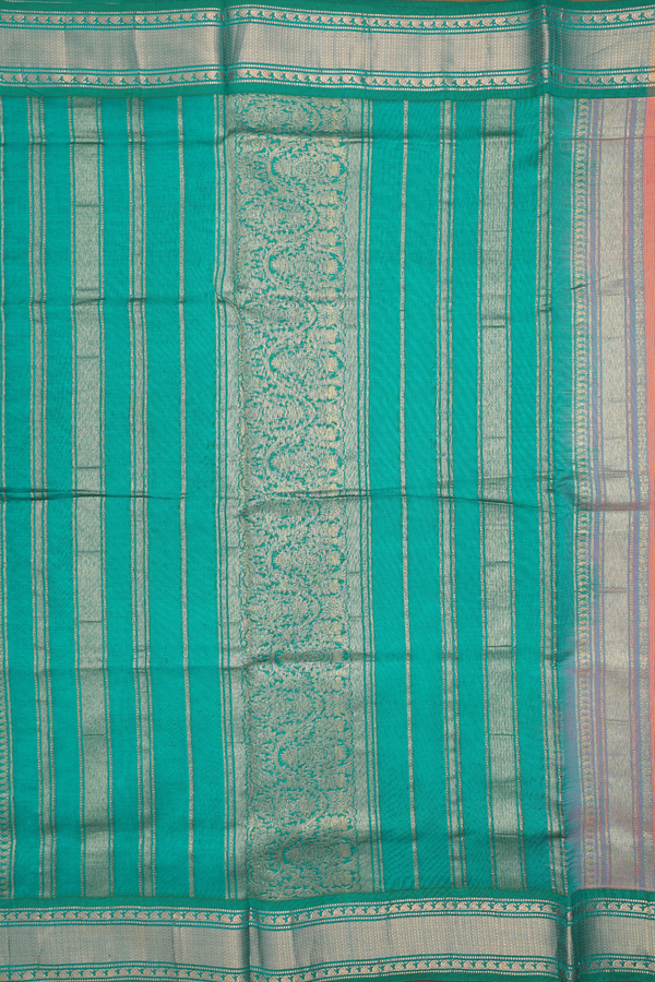 Semi Silk Cotton Saree In Orange With Zari Border