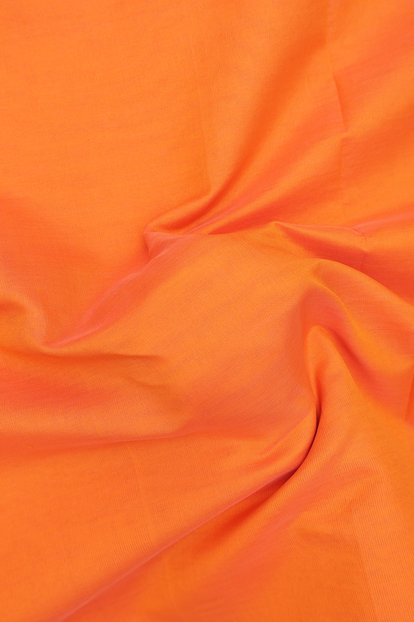 Semi Silk Cotton Saree In Orange With Zari Border