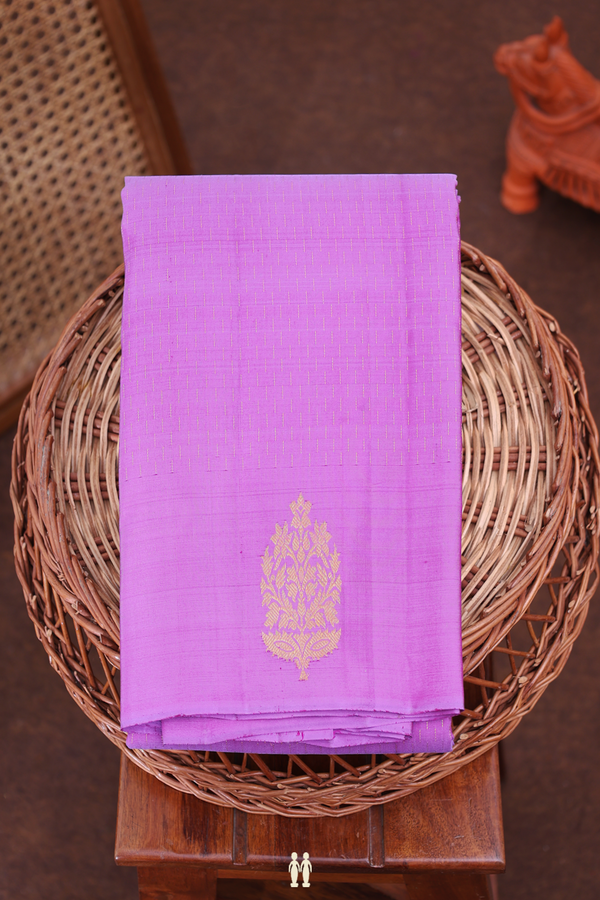 Kanchipuram Silk Saree In Lavender With Stripes Design