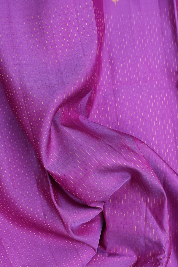 Kanchipuram Silk Saree In Lavender With Stripes Design