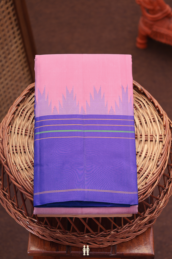 Kanchipuram Silk Saree In Dusty Pink With Contrast Border