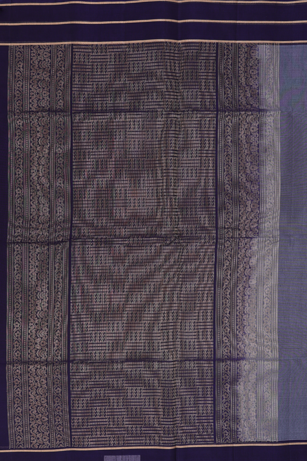 Kora Silk Cotton Saree In Grey With Thilagam Motifs