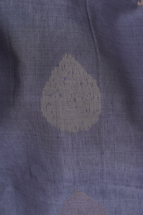 Kora Silk Cotton Saree In Grey With Thilagam Motifs