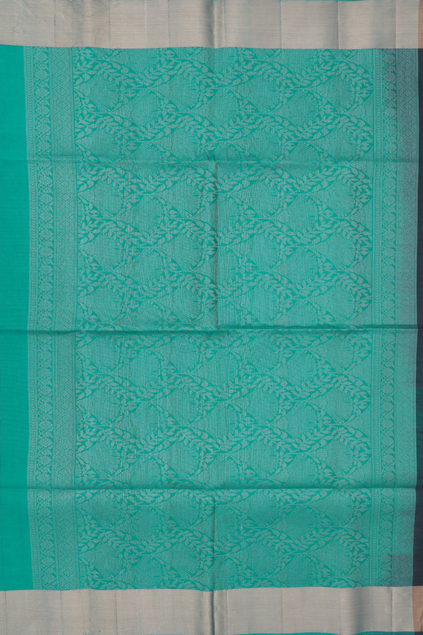 Soft Silk Saree In Charcoal Grey With Floral Motifs