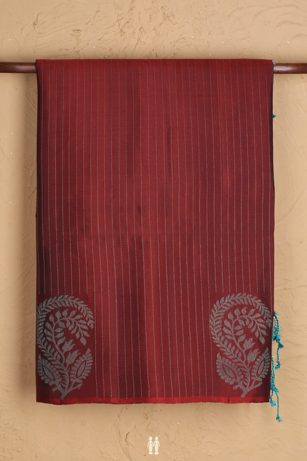 Soft Silk Saree In Brown With Stripes Design