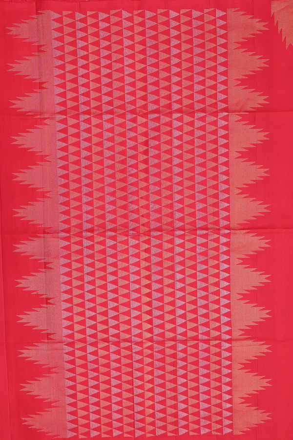 Soft Silk Saree In Chilli Red With Diamond Design