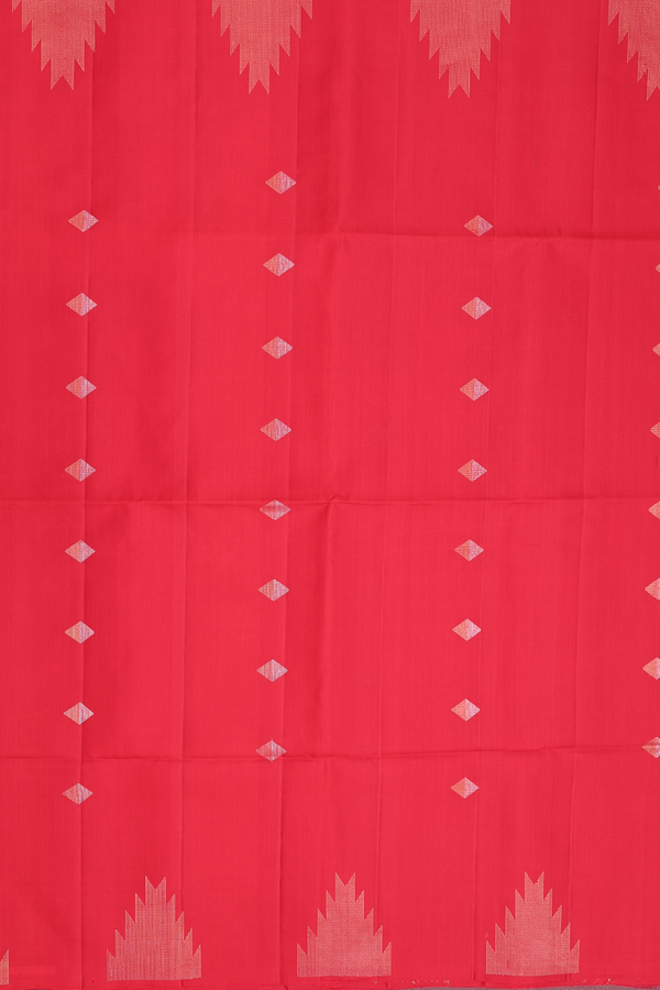 Soft Silk Saree In Chilli Red With Diamond Design