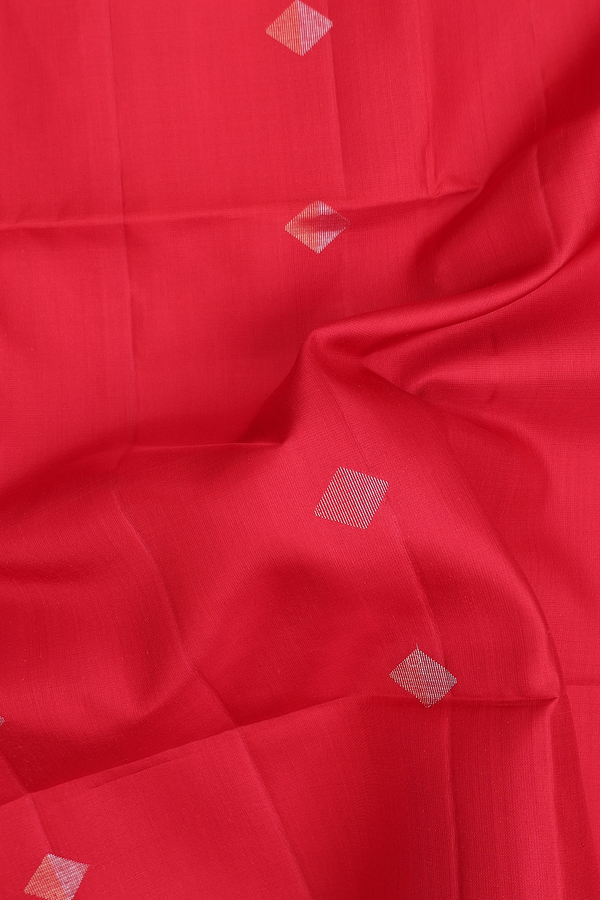 Soft Silk Saree In Chilli Red With Diamond Design