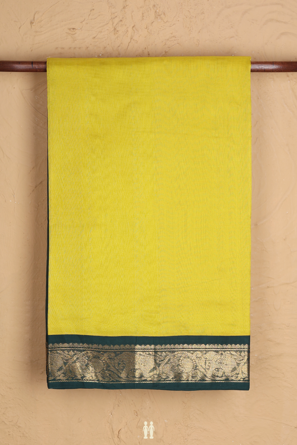 Traditional Silk Cotton Saree In Yellow With Contrast Border