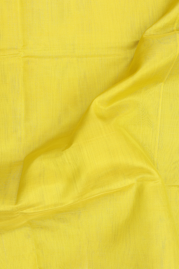 Traditional Silk Cotton Saree In Yellow With Contrast Border