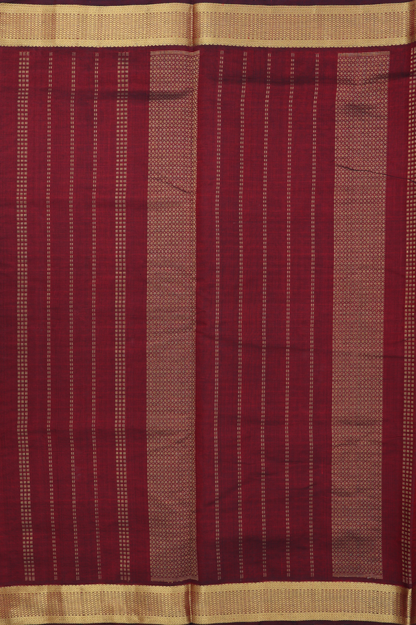 Silk Cotton Saree In Ginger Orange With Paai Madippu Kattam