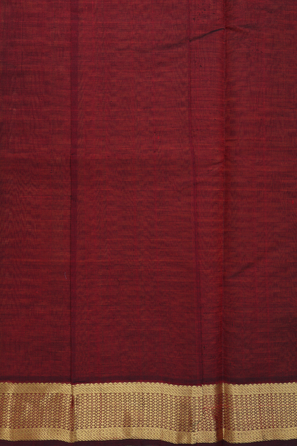 Silk Cotton Saree In Ginger Orange With Paai Madippu Kattam