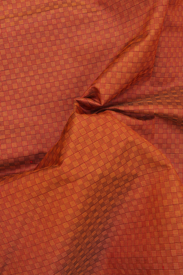 Silk Cotton Saree In Ginger Orange With Paai Madippu Kattam