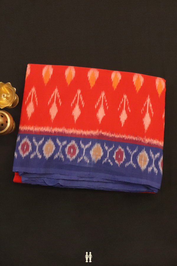 Pochampally Cotton Saree In Red With Allover Design