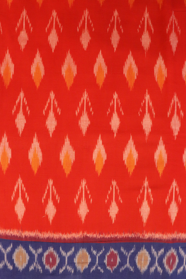 Pochampally Cotton Saree In Red With Allover Design