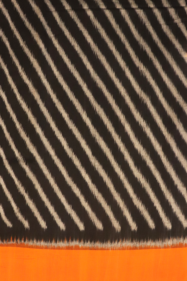 Pochampally Cotton Saree In Black With Diagonal Design