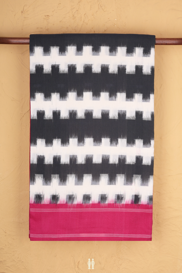 Pochampally Cotton Saree Black And White With Allover Design