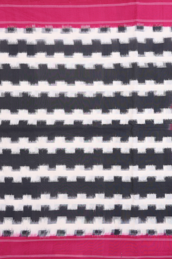 Pochampally Cotton Saree Black And White With Allover Design