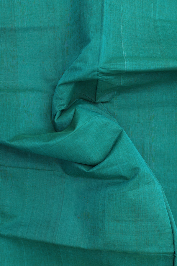 Mangalagiri Cotton Saree In Pine Green With Zari Border