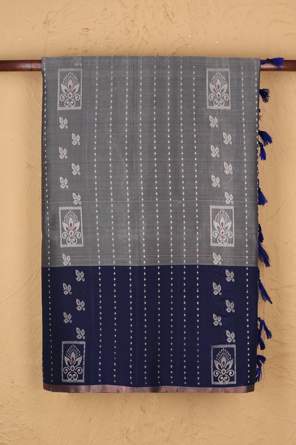 Soft Silk Saree In Oxford Brown With Allover Design