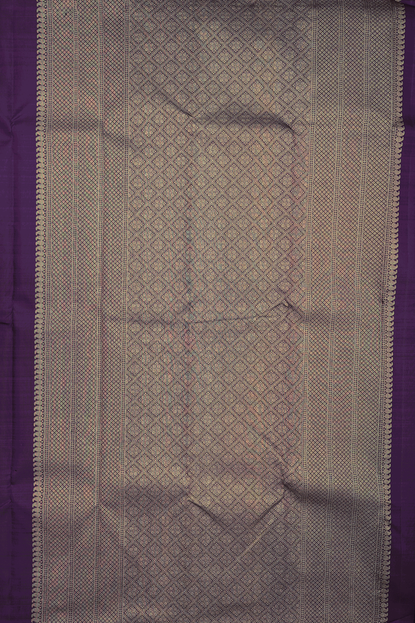 Kanchipuram Silk Saree In Deep Purple With Mandala Design