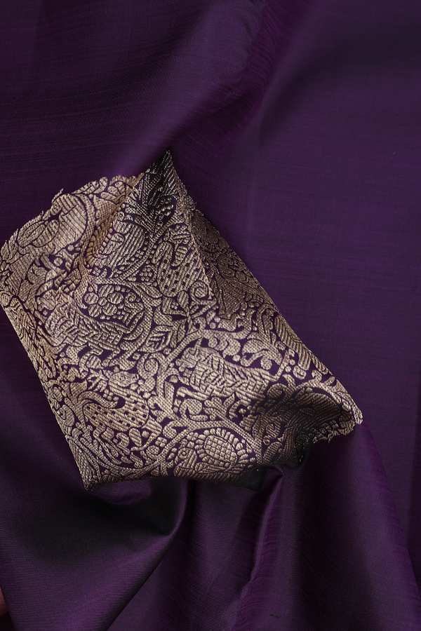 Kanchipuram Silk Saree In Deep Purple With Mandala Design