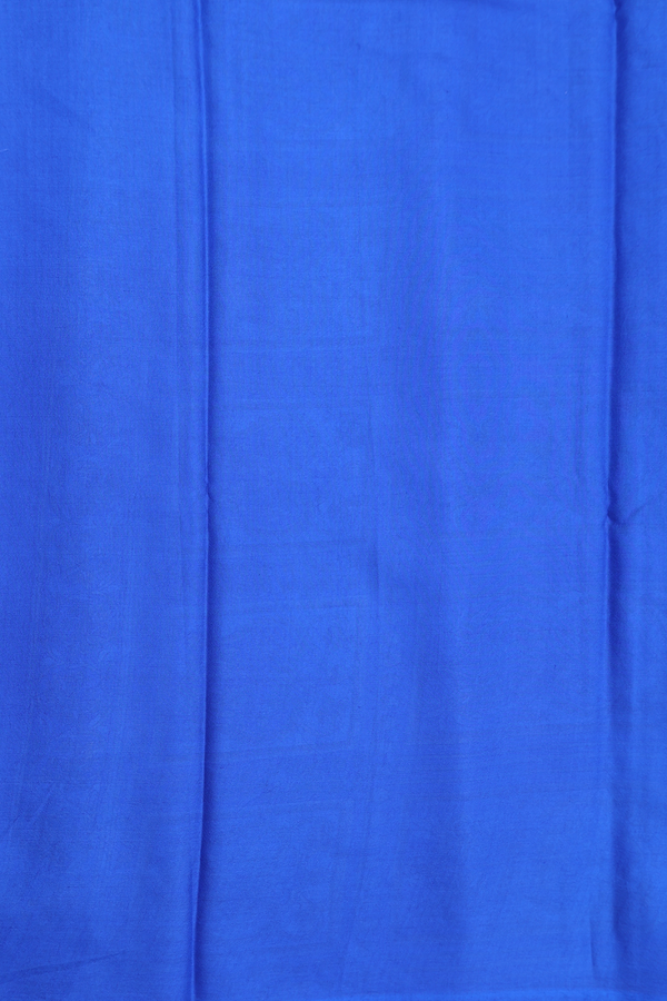 Printed Silk Saree In Cobalt Blue With Floral Design