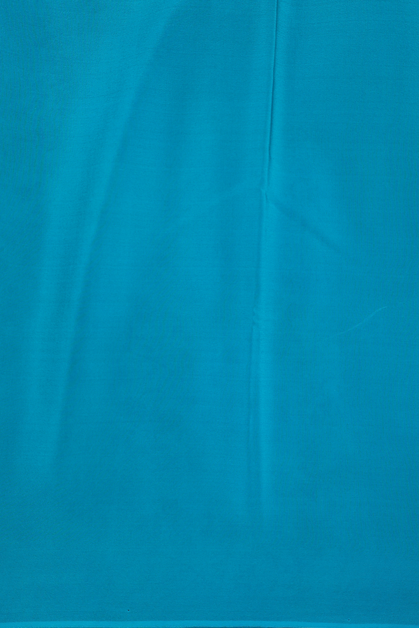 Crepe Saree In Cerulean Blue With Floral Design