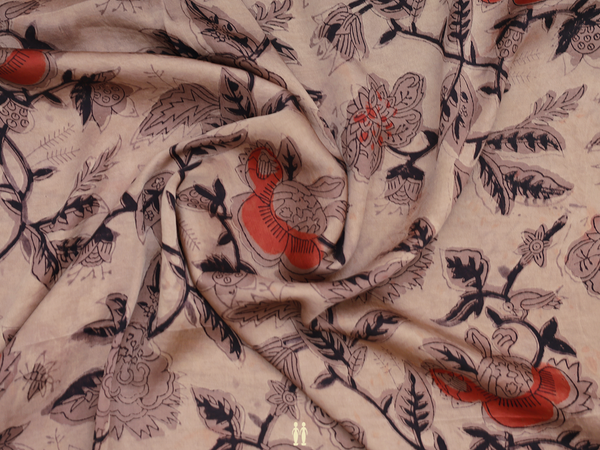 Floral Design Brown Modal Silk Blouse Material