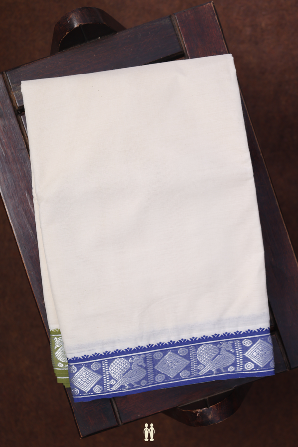 Ganga Jamuna Border White Cotton Dhoti With Angavastram Set