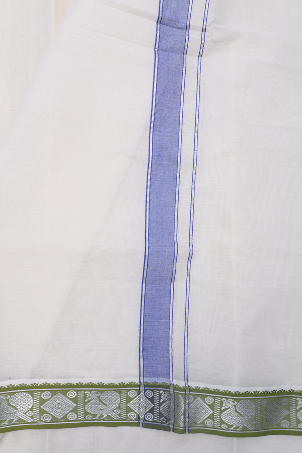 Ganga Jamuna Border White Cotton Dhoti With Angavastram Set