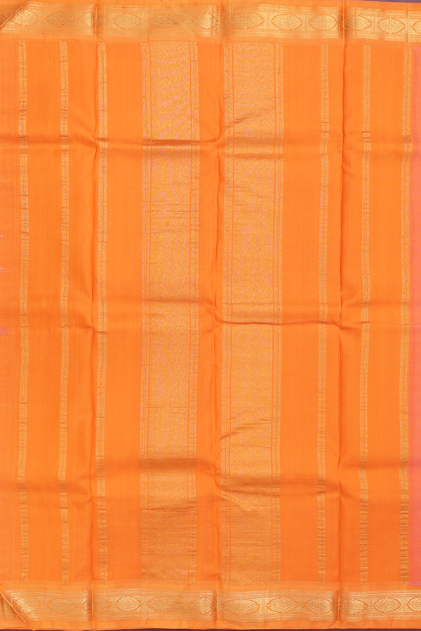 Kanchipuram Silk Saree In Coral Pink With Contrast Border