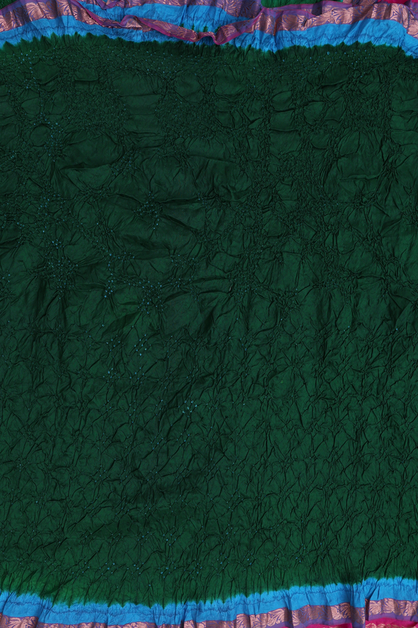 Bandhani Silk Saree In Forest Green With Tie And Dye Design