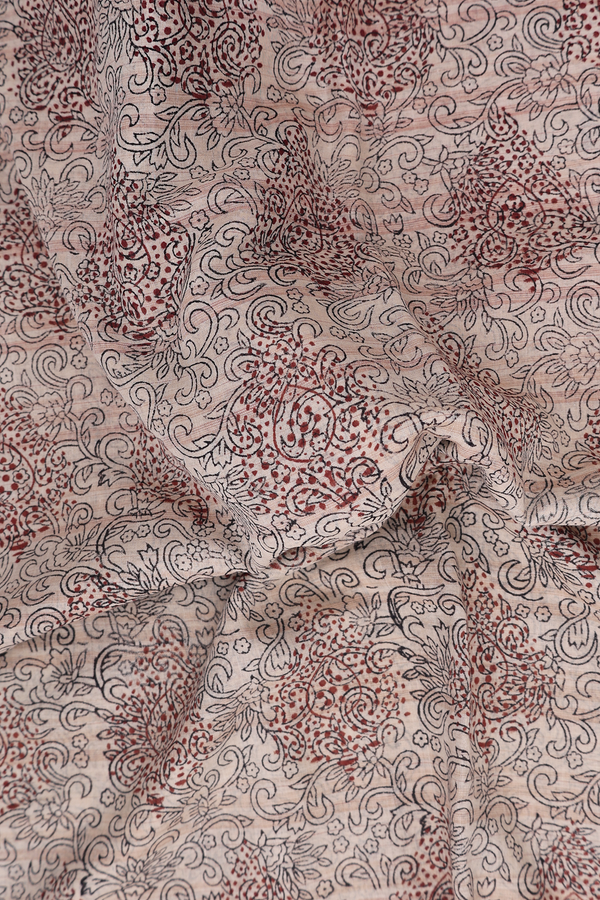 Jaipur Printed Cotton Saree In Brown With Floral Design