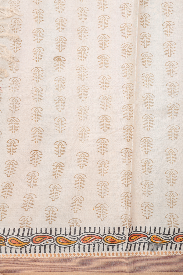 Tussar Silk Saree In Orange With Floral Printed Design