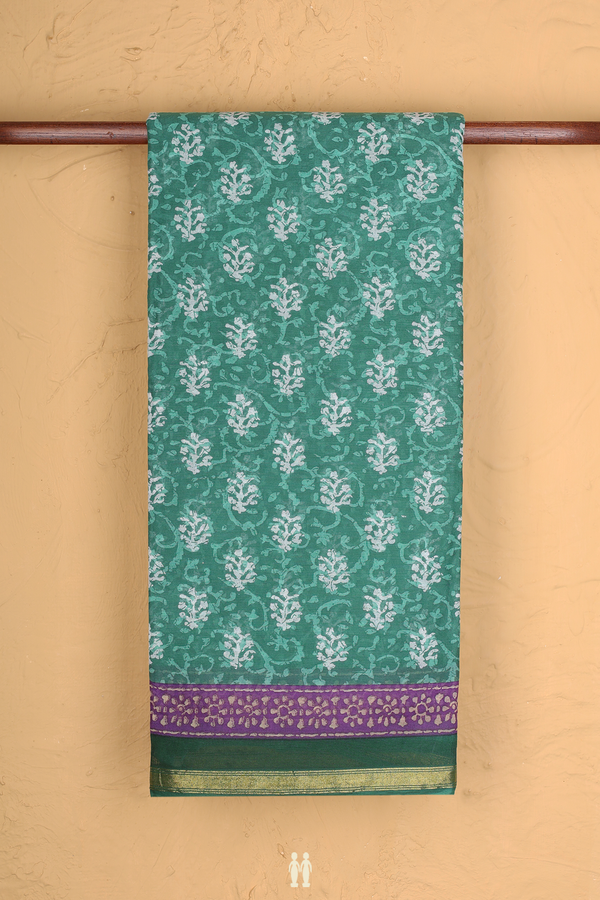 Ahmedabad Cotton Saree In Green With Printed Design