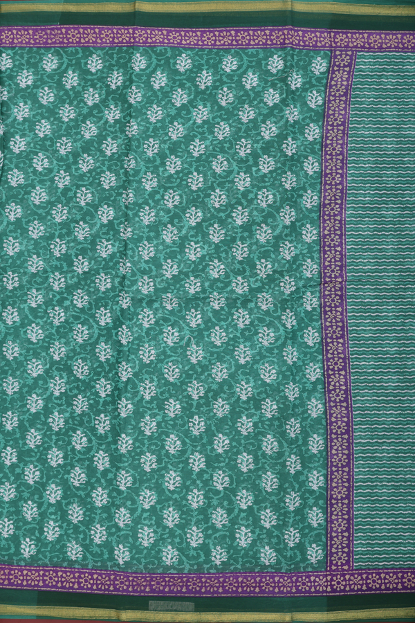 Ahmedabad Cotton Saree In Green With Printed Design