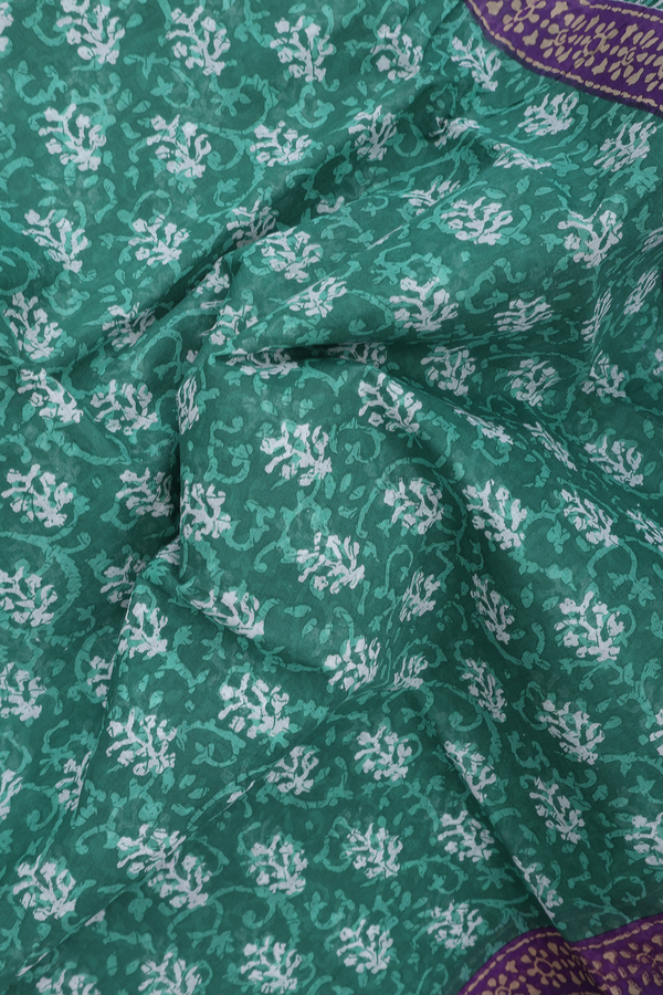 Ahmedabad Cotton Saree In Green With Printed Design