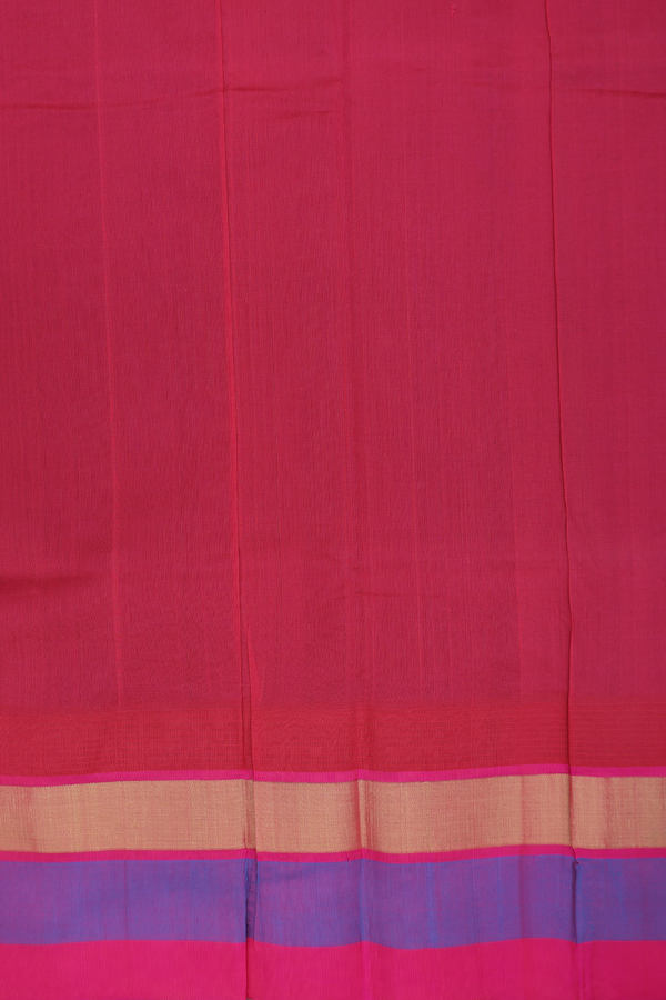 Silk Cotton Saree In Royal Blue With Contrast Border