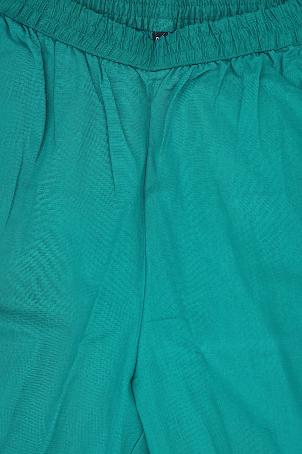 Round Neck Patch Work Green Cotton Salwar Set