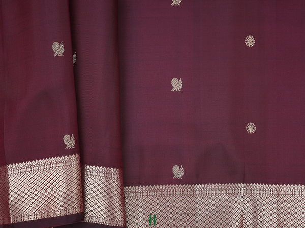Peacock Chakram Buttas Maroon Kanchipuram Blouse Material