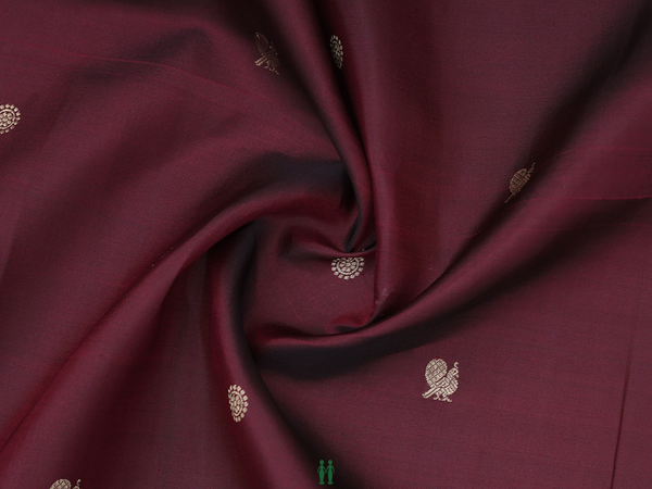 Peacock Chakram Buttas Maroon Kanchipuram Blouse Material