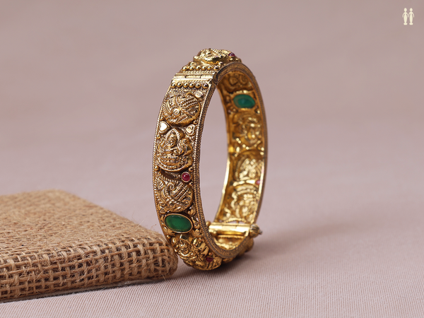 Antique Design Gold Plated Pure Silver Kada