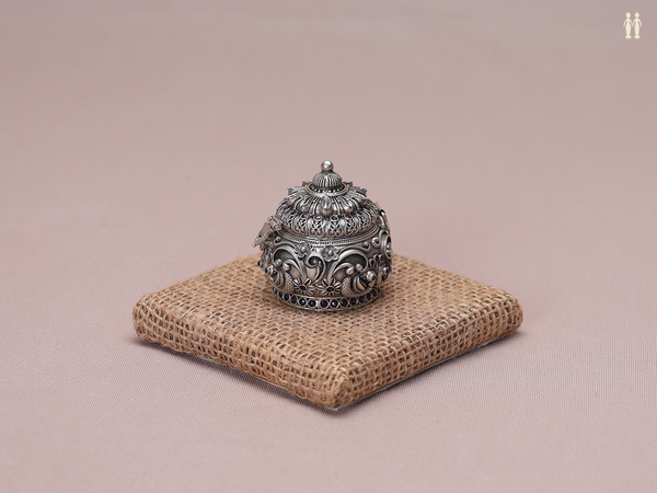 Antique Design Oxidized Pure Silver Kunguma Chimil