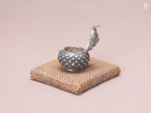 Ogee Design Oxidized Pure Silver Kunguma Chimil
