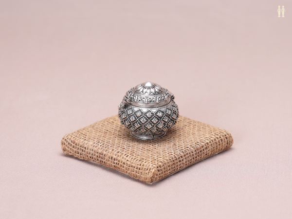 Ogee Design Oxidized Pure Silver Kunguma Chimil