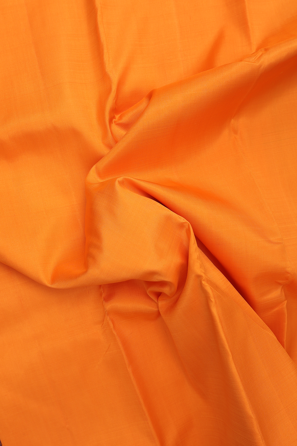 Kanchipuram Silk Saree In Orange With Chevron Border